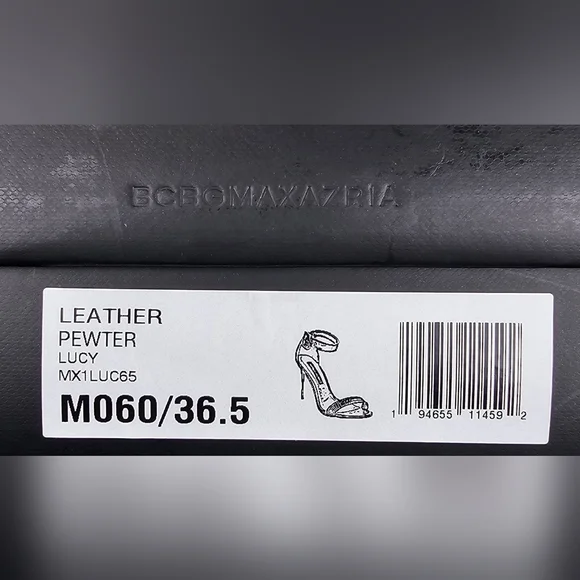 BCBGMAXAZRIA Lucy Pewter‎ Stiletto Sandal Heel NEW IN BOX SIZE 9.5 - Picture 10 of 10